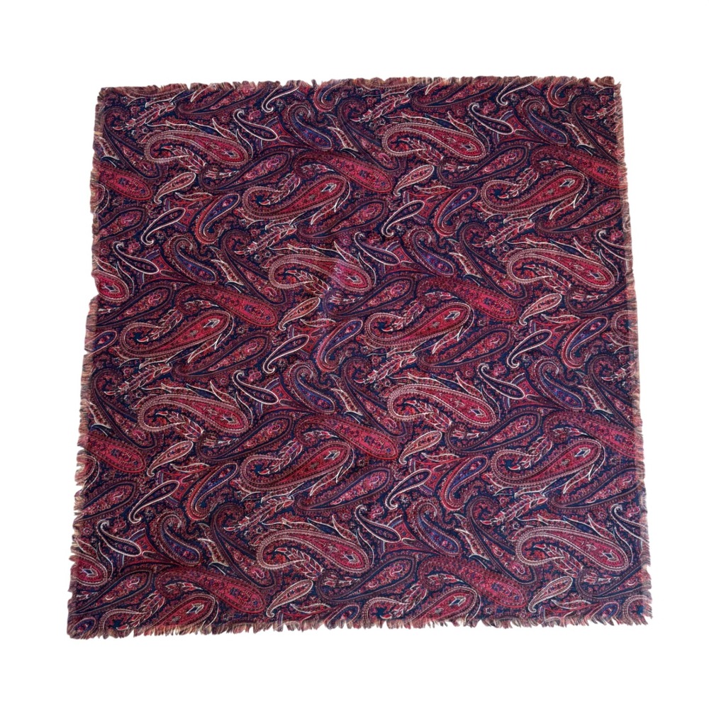Vintage Liberty of London Wool Square Scarf Paisley Burgundy Navy 34" Heritage